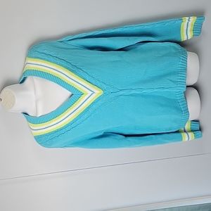 Cotton County Size M/M V-neck Knit Sweater Shirt Blue